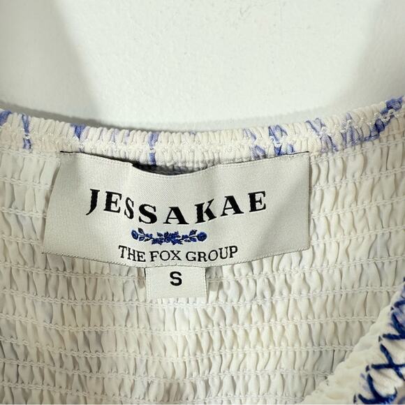 JessKae The Fox Group Quincy Horse Equestrian Midi Smocked Dress Blue Small - Picture 10 of 15